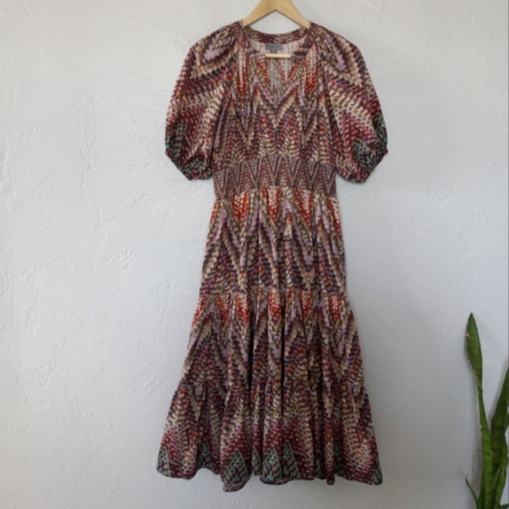 Anthropologie Joyce Puff Sleeve Tiered Midi Dress 10 - Picture 6 of 16